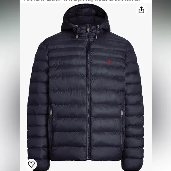 Men 2XLT xxl tall POLO Ralph Lauren lightweight bleaker down jacket aviator navy - Picture 3 of 8